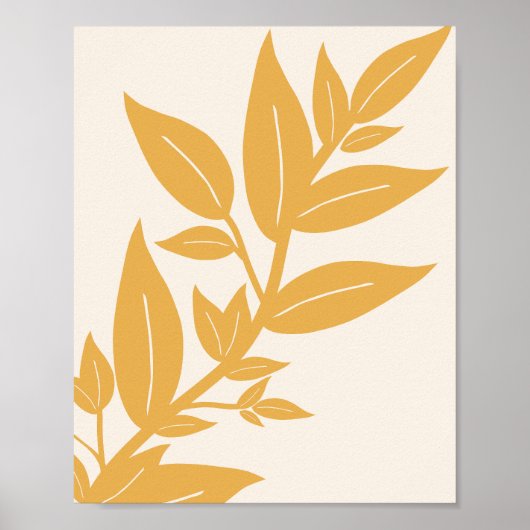 Botanische Blätter, gelb und cremeweiß Poster (Vorne)