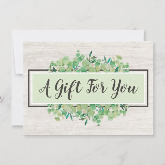 Botanische Blätter Geschenkgutschein für rustikale Einladung (Vorderseite)