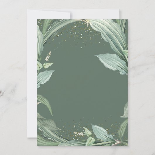 Botanische Blätter Gold-Script-Graduierungspartei Einladung (Rückseite)