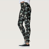 Botanische Blätter grün und schwarz Leggings (Links)