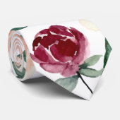 Botanische Blätter Grüne Pflaume Blush Burgundy Pe Krawatte (Gerollt)