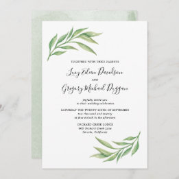 Botanische Blätter Hochzeit in Wasserfarbe Einladung