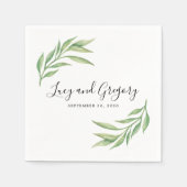 Botanische Blätter Hochzeit in Wasserfarbe Serviette (Vorderseite)