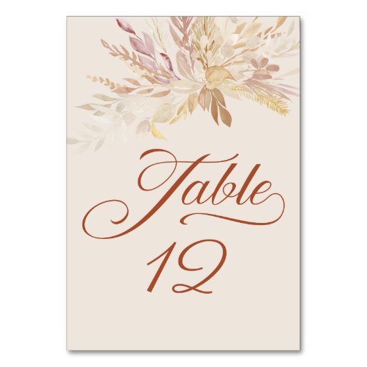 Botanische Blätter-Hochzeitstabelle Tischnummer (Rückseite)