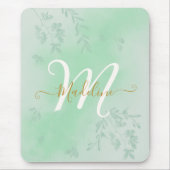 Botanische Blätter in Aquarellfarben Blattgrüne Mo Mousepad (Vorne)