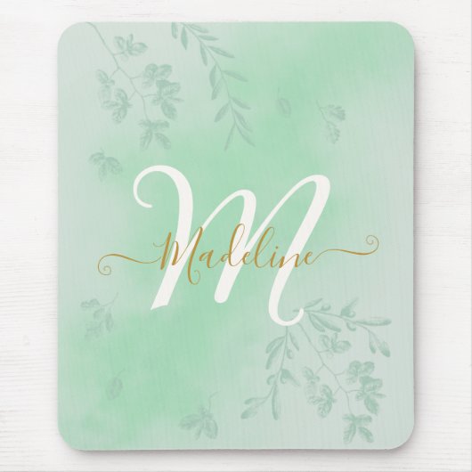 Botanische Blätter in Aquarellfarben Blattgrüne Mo Mousepad (Vorne)