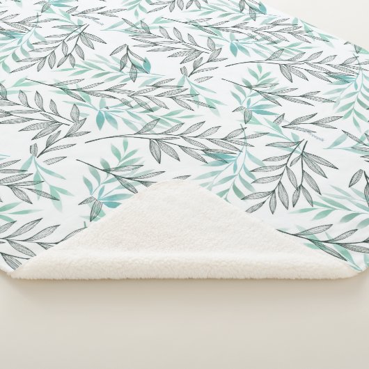 Botanische Blätter in grünen Blattfarben Sherpadecke (3/4)