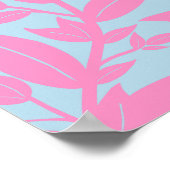 Botanische Blätter in Rosa und Blau Poster (Ecke)