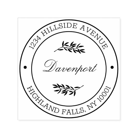 Botanische Blätter Kalligraphische Rücksendeadress Permastempel (Design)