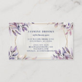 Botanische Blätter lila und Gold Trendy Visitenkarte (Rückseite)