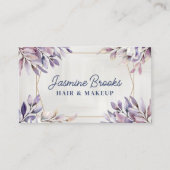 Botanische Blätter lila und Gold Trendy Visitenkarte (Vorderseite)