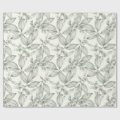Botanische Blätter Linien weiß Geschenkpapier (Flach)