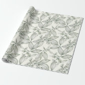 Botanische Blätter Linien weiß Geschenkpapier (Ungerollt)