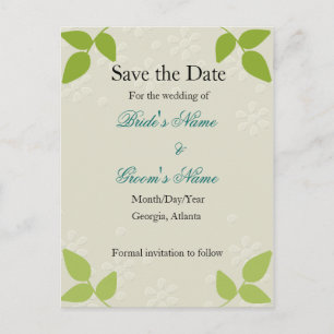 Botanische Blätter Minimalistische Hochzeit Save t Ankündigungspostkarte