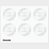 Botanische Blätter mit Blumenmuster Zeichnend Eleg Runder Aufkleber (Blatt)