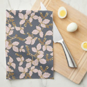 Botanische Blätter mit Blüten und Beeren Geschirrtuch (Viertel Falte)