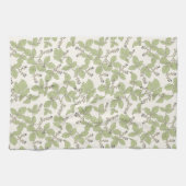 Botanische Blätter mit Blüten und Berries Grün Geschirrtuch (Horizontal)