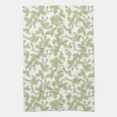 Botanische Blätter mit Blüten und Berries Grün Geschirrtuch (Vertikal)