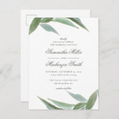 Botanische Blätter mit grünem Wasser Hochzeit Einladungspostkarte (Vorne/Hinten)