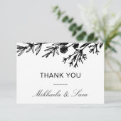 Botanische Blätter mit Handzeichen Dankeschön-Kart Einladung (Stehend Vorderseite)