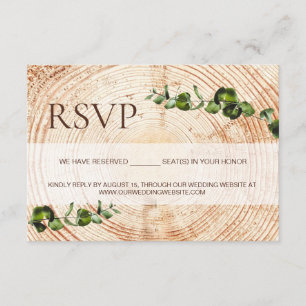 Botanische Blätter mit Holzbaum reserviert Sitzplä Begleitkarte