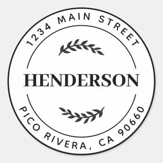 Botanische Blätter Moderne Rücksendeadresse Runder Aufkleber (Vorderseite)