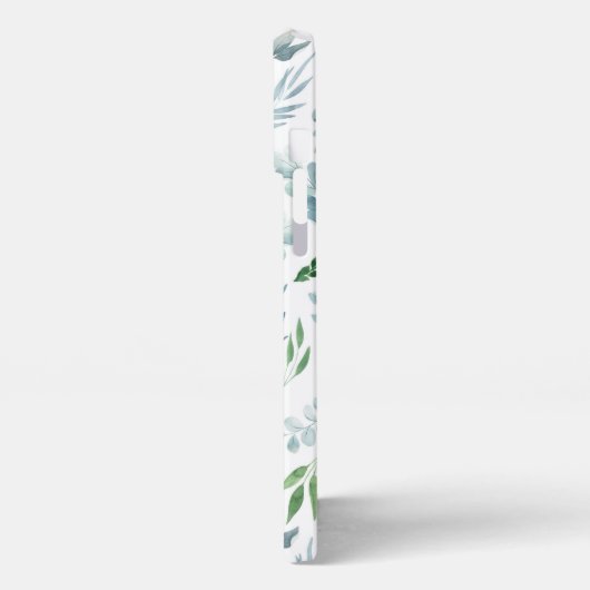 Botanische Blätter Monogramm für elegante Wasserfa iPhone Hülle (Linke Seite)