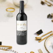 Botanische Blätter Muster Mr. & Mrs. Name Datum Weinetikett