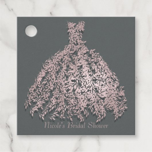 Botanische Blätter Rosa und Grau Brautparty Geschenkanhänger (Vorderseite)