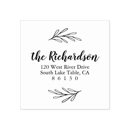 Botanische Blätter Rücksendeadresse Selbstfarbig Gummistempel (Prägung)