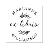 Botanische Blätter Runder Name Ex Libris Buchzeich Permastempel (Design)