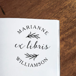 Botanische Blätter Runder Name Ex Libris Buchzeich Permastempel