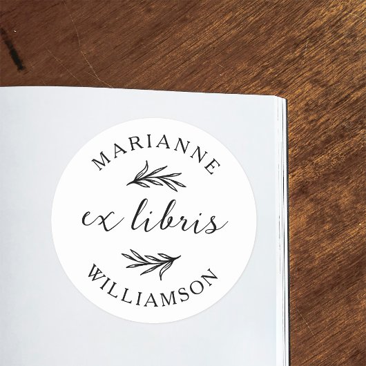 Botanische Blätter Runder Name Ex Libris Buchzeich Runder Aufkleber