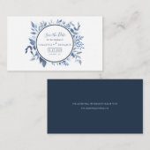 Botanische Blätter Script Navy Blue Save the Date Mitteilungskarte (Vorne/Hinten)