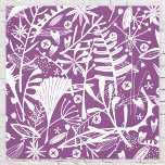 Botanische Blätter Silhouette Lila und weiß Leinwanddruck<br><div class="desc">Hübsche florale botanische Silhouetten der Natur,  weißes Blattwerk,  Blätter und Blume auf lila Hintergrund. Originelle Kunst von Nic Squirrell.</div>