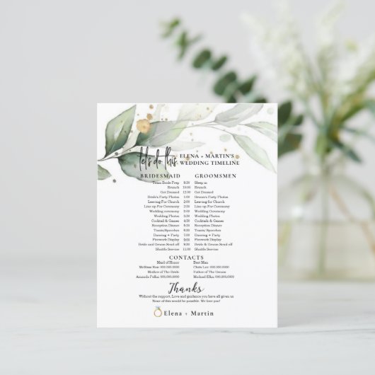 Botanische Blätter Skripttext Hochzeitstag Zeitlei (Stehend Vorderseite)