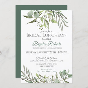 Botanische Blätter und Grüne Bridal Luncheon Einladung