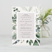 Botanische Blätter und Hochzeit im Grünen Einladung (Stehend Vorderseite)
