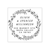 Botanische Blätter und Rücksendeadresse handgeschr Gummistempel (Prägung)