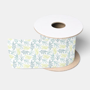 Botanische Blätter und zweigezogene Zweige Pattern Satinband