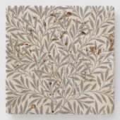 Botanische Blätter Vintag Gray White Willow Steinuntersetzer (Vorderseite)