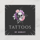 Botanische Blätter von Tattoo Artist Hübsch Bläser Quadratische Visitenkarte (Vorderseite)