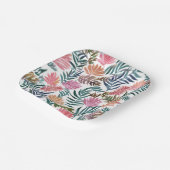 Botanische Blätter Wasserfarbe | Blumenfarben Nied Pappteller (Gewinkelt)