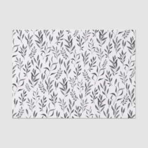 Botanische Blätter Wasserfarbe Schwarz-Weiß Seidenpapier
