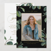 Botanische Blätter Wasserfarbe Schwarzes Foto Absc Ankündigung (Vorne/Hinten)