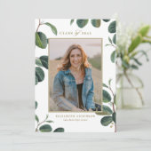 Botanische Blätter Wasserfarbe Weißes Foto Abschlu Ankündigung (Stehend Vorderseite)