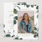 Botanische Blätter Wasserfarbe Weißes Foto Abschlu Ankündigung (Vorne/Hinten)