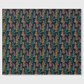 Botanische Blätter Wasserfarben Boho Geschenkpapier (Flach)