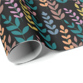 Botanische Blätter Wasserfarben Boho Geschenkpapier (Rolleneckpunkt)