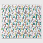 Botanische Blätter Wasserfarben Boho Geschenkpapier (Flach)